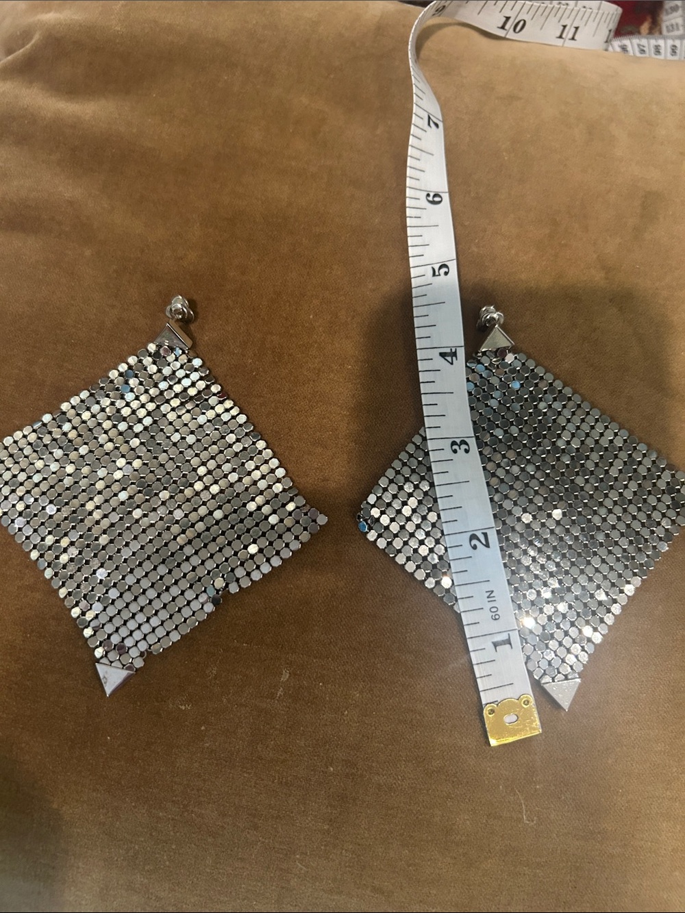 Paco Rabanne Silver Mesh Dangle Earrings - Picture 7 of 10